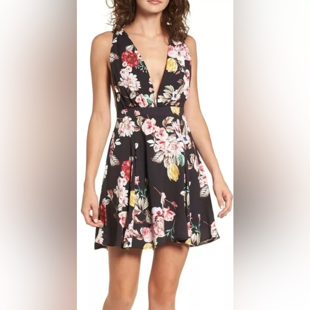 AFRM Dress Size XL Plunge Neck Stevie Floral Fit & Flare Minidress – NWT sexy
